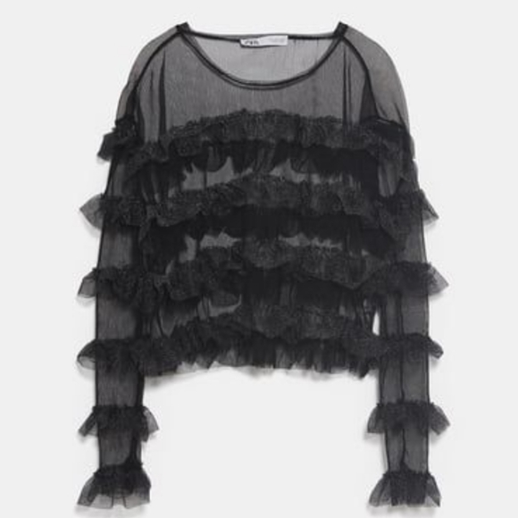 Zara Tops - Zara sheer ruffle  top